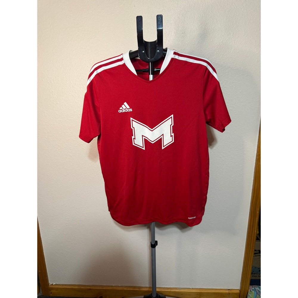 Adidasโ Aeroready Primegreen Red Soccer Jersey Saints 72 Mens Medium V-Neck